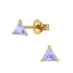 Gold Lavender Triangle Earrings